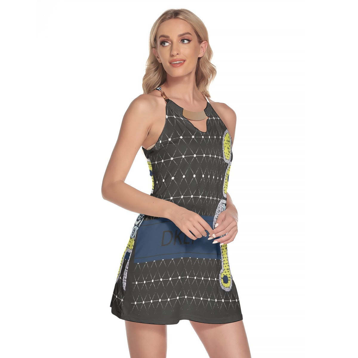 All-Over Print Women's Round Neck Above Knee Dress