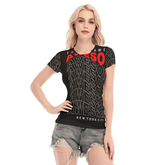 All-Over Print Women's Short Sleeve Mesh Blouse