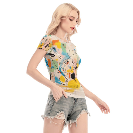 All-Over Print Women's Short Sleeve Mesh Blouse