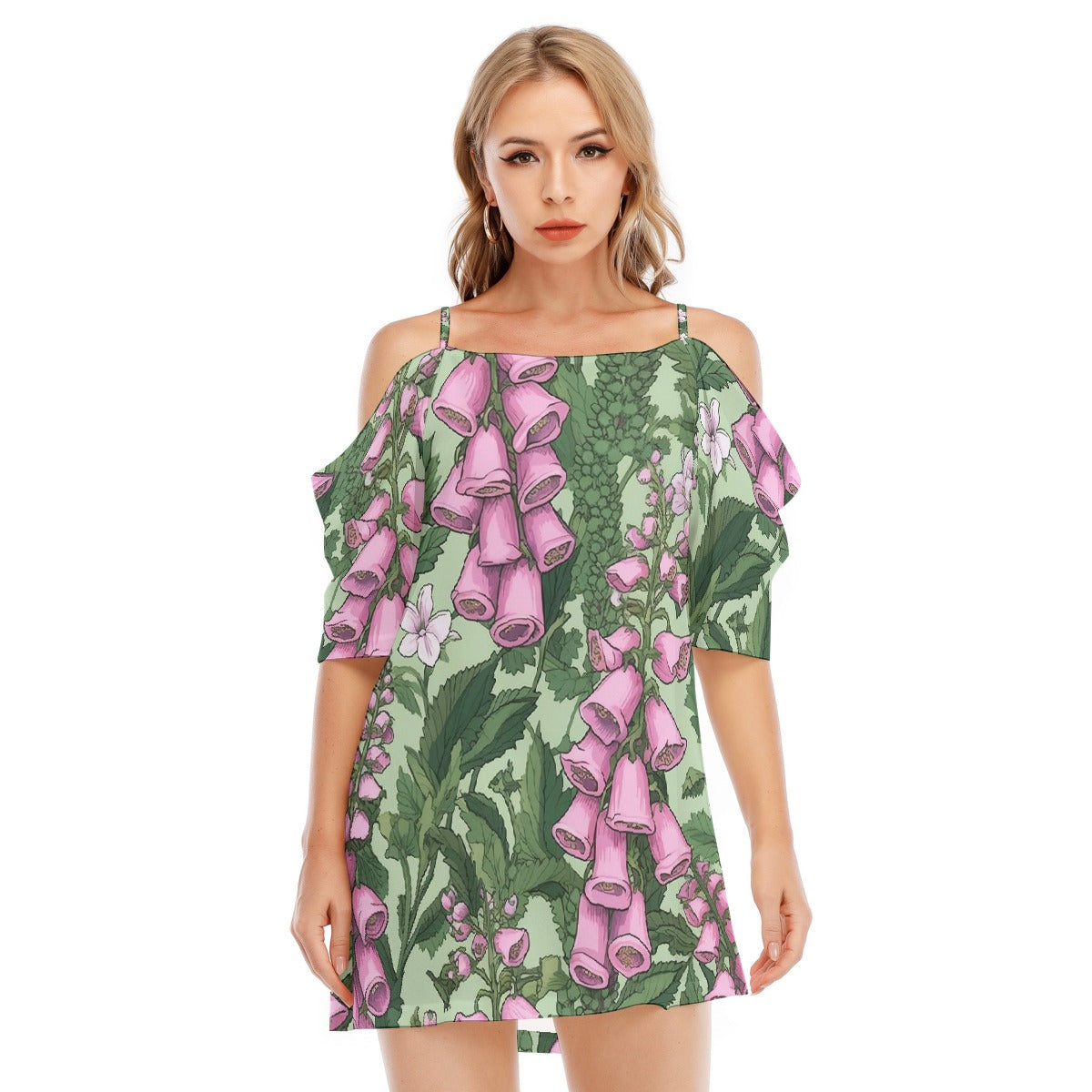 All-Over Print Women's Off-shoulder Cami Dress