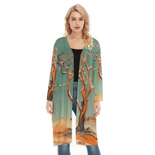 All- Over Print Women's Long Sleeve Mesh Cardigan