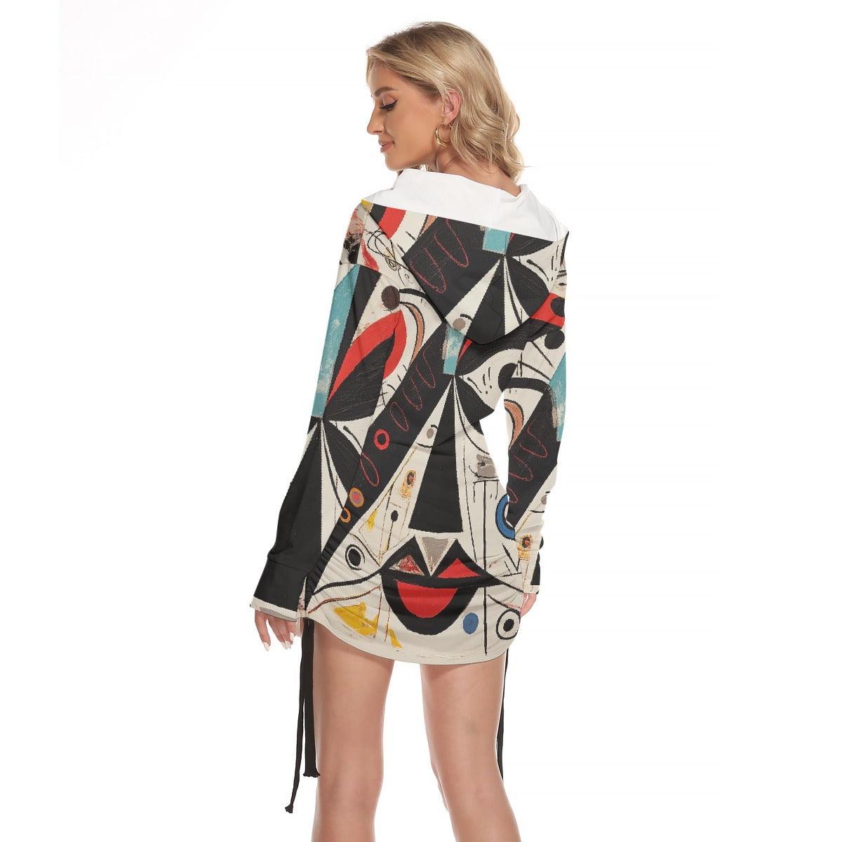 All-Over Print Women's One-shoulder Dress With Waist Shirring