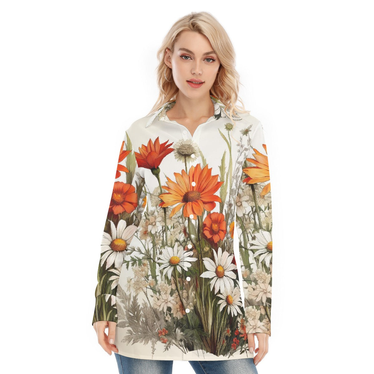 All-Over Print Women's Long Shirt