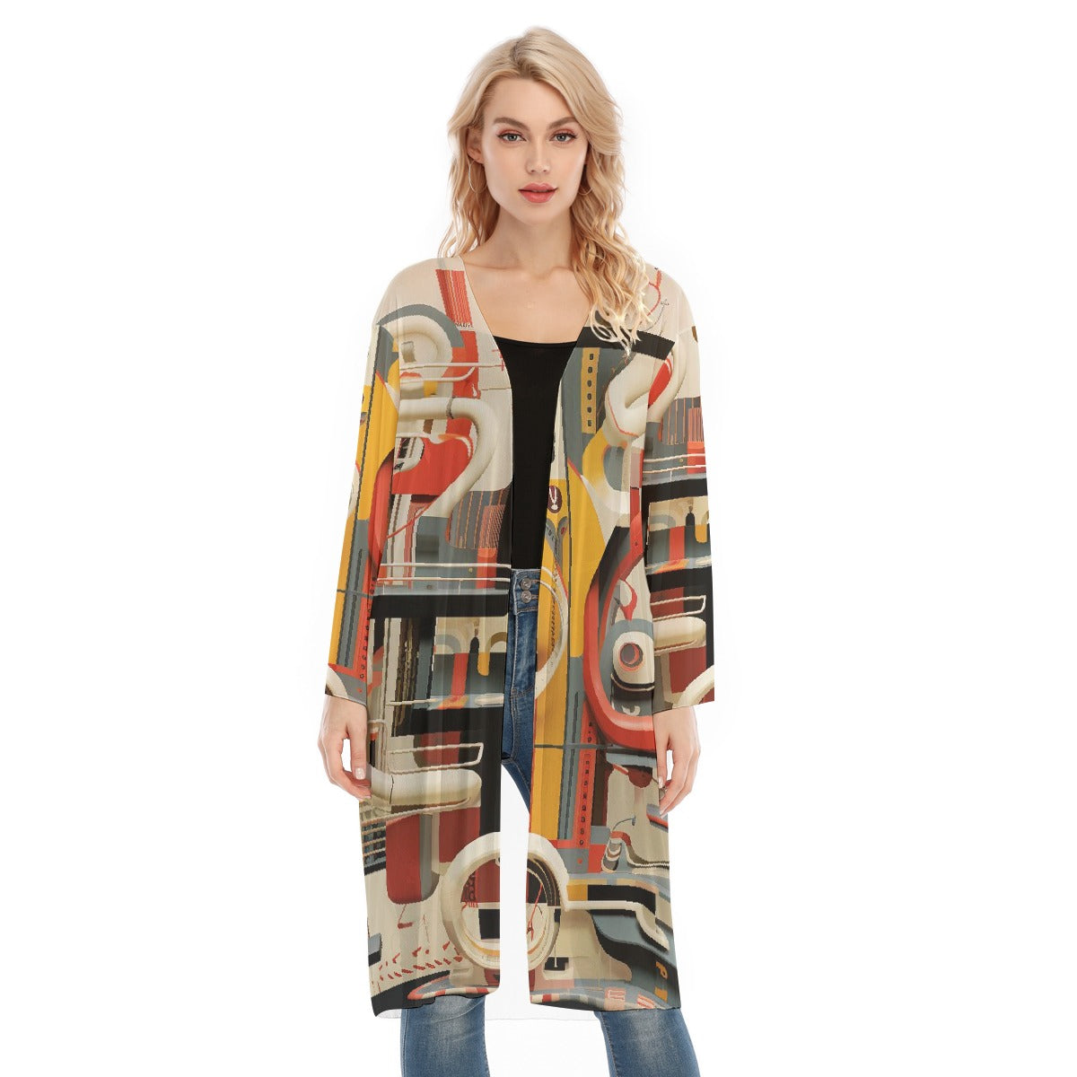 All- Over Print Women's Long Sleeve Mesh Cardigan