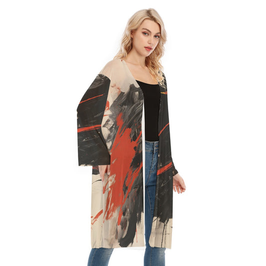 All- Over Print Women's Long Sleeve Mesh Cardigan