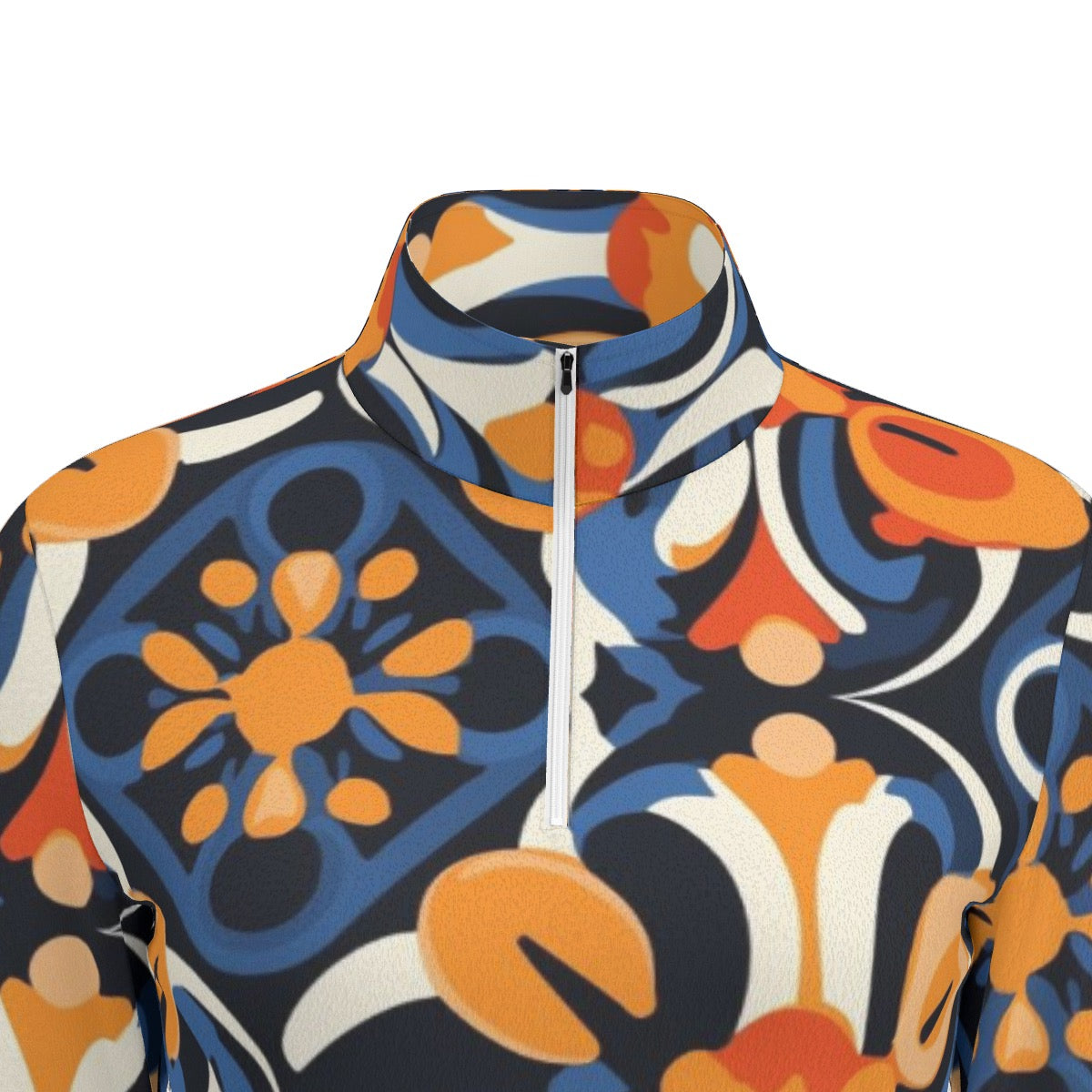 All-Over Print Women's Sports Collar Jersey With Long Sleeve