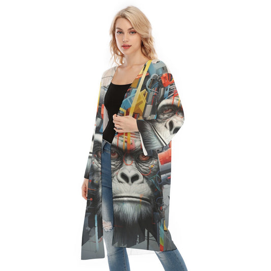 All- Over Print Women's Long Sleeve Mesh Cardigan