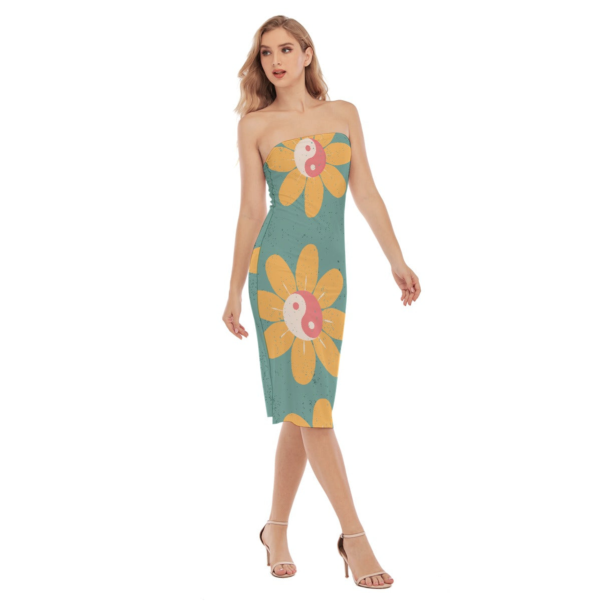 All-Over Print Women's Side Split Tube Top Dress