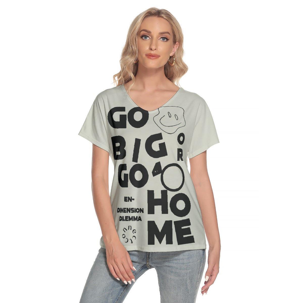 All-Over Print Women's Loose V-neck Short Sleeve T-shirt