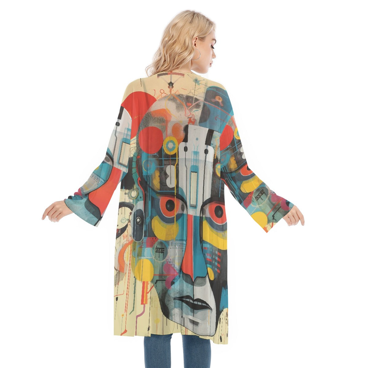 All- Over Print Women's Long Sleeve Mesh Cardigan