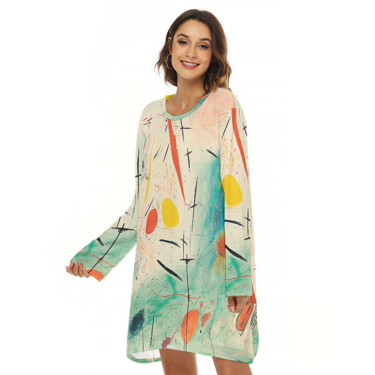 All-Over Print  Women's Loose Crew Neck Dress