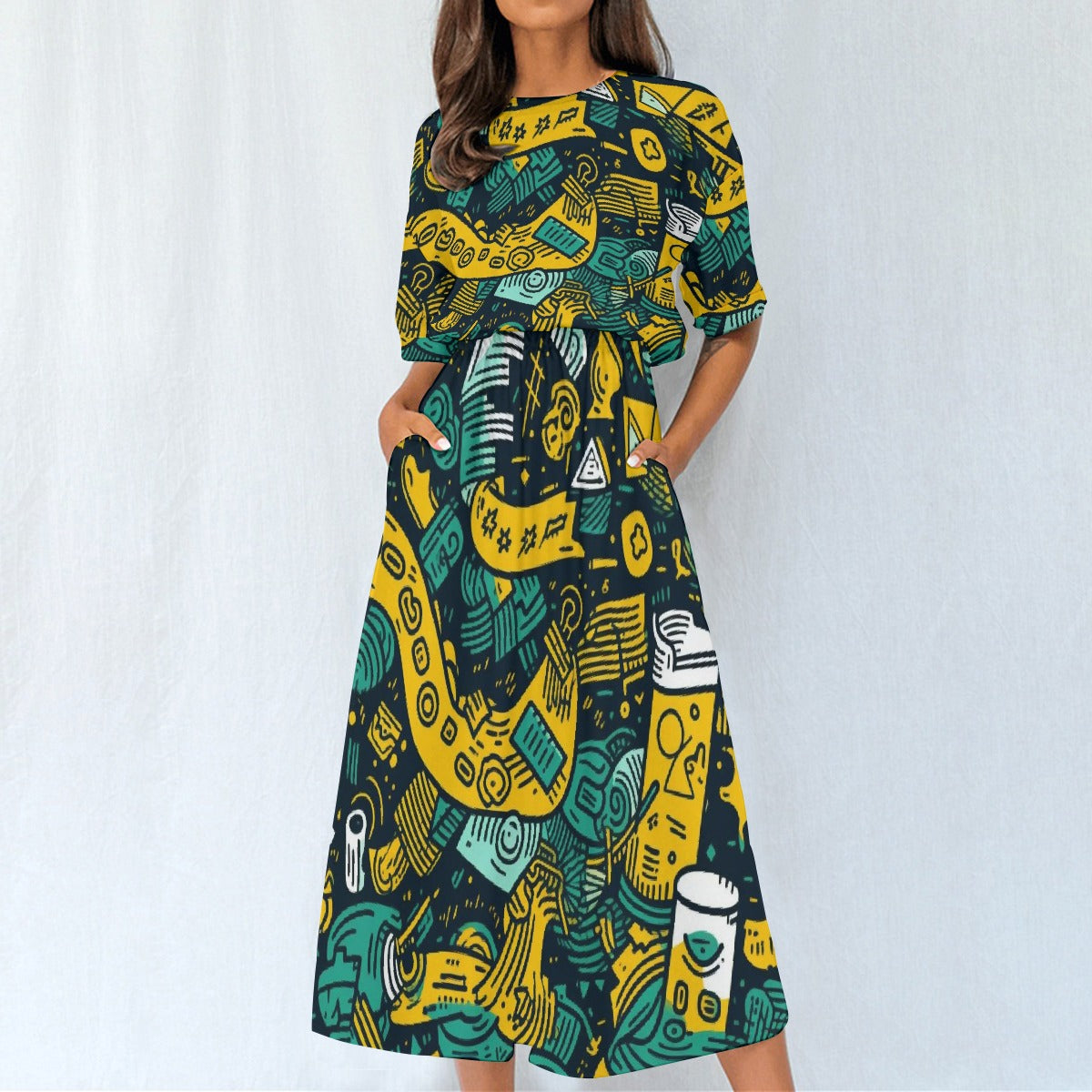 All-Over Print Women's Elastic Waist Dress