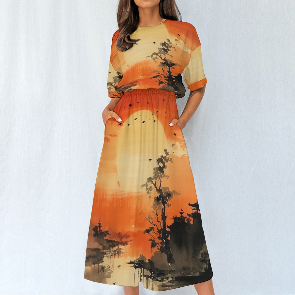 All-Over Print Women's Elastic Waist Dress