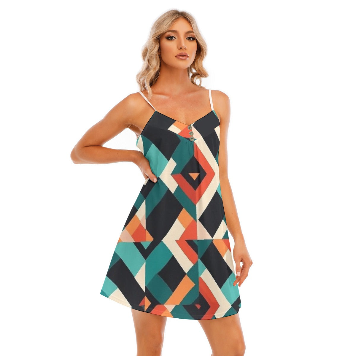 All-Over Print Women's V-neck Cami Dress