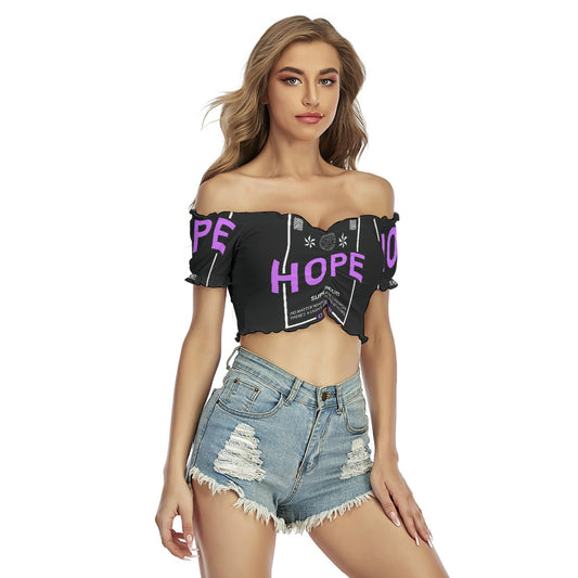 All-Over Print Women's One-shoulder Off-the-navel Short Sleeve T-shirt