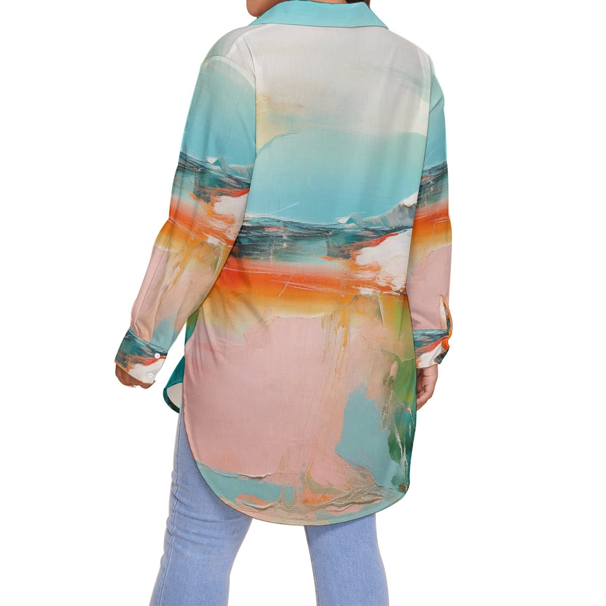 All-Over Print Women's Shirt With Long Sleeve(Plus Size)