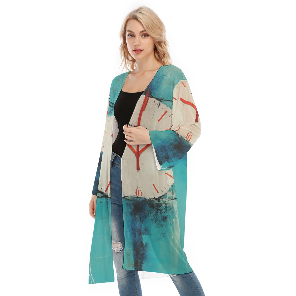 All- Over Print Women's Long Sleeve Mesh Cardigan