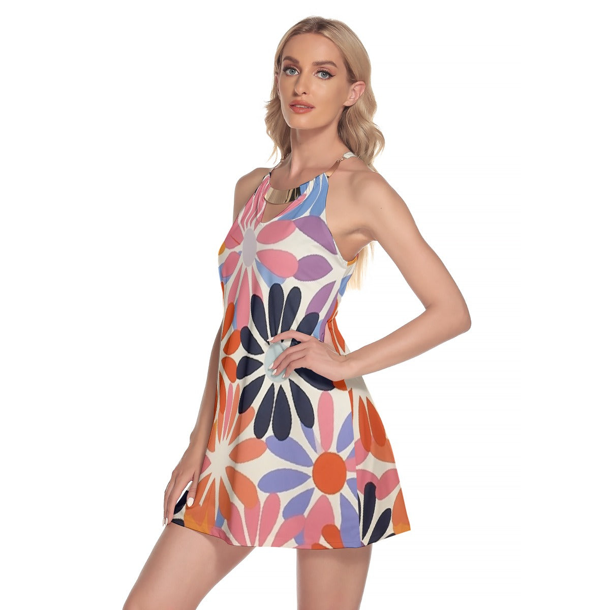 All-Over Print Women's Round Neck Above Knee Dress