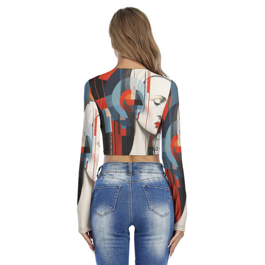 All-Over Print Women's Round Neck Crop Top T-Shirt