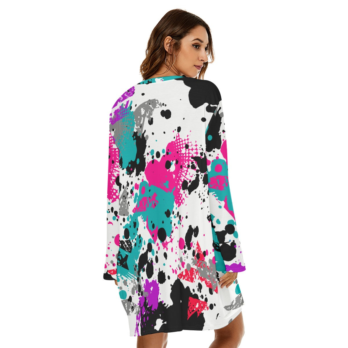 All-Over Print  Women's Loose Crew Neck Dress