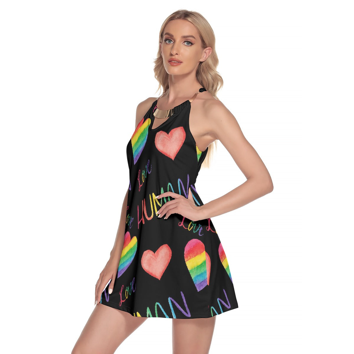 All-Over Print Women's Round Neck Above Knee Dress