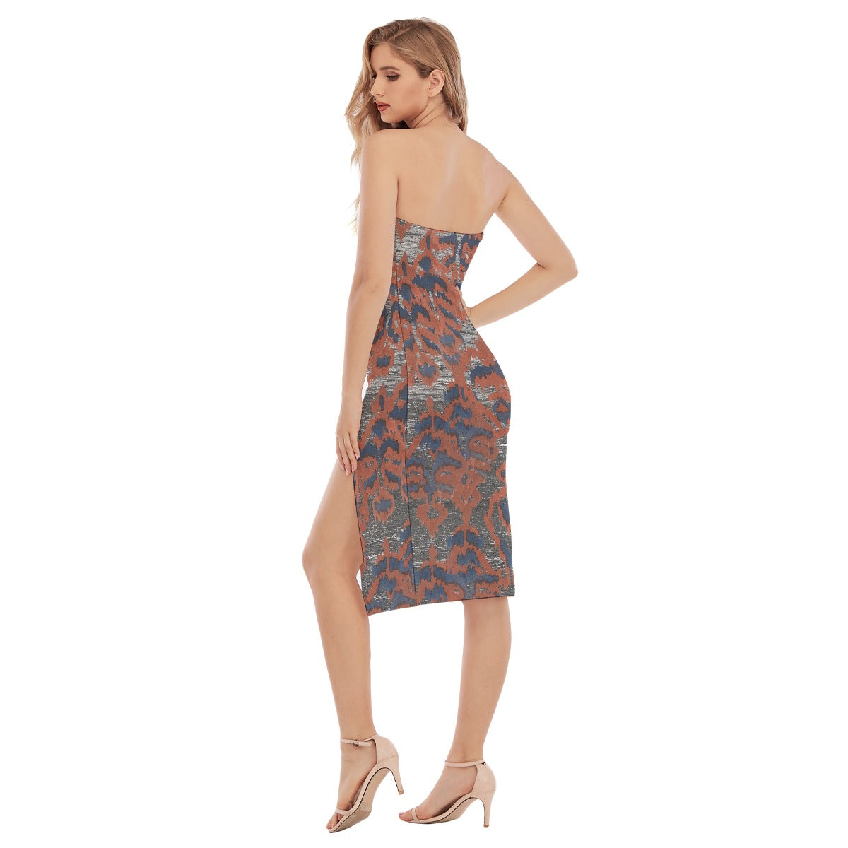 All-Over Print Women's Side Split Tube Top Dress