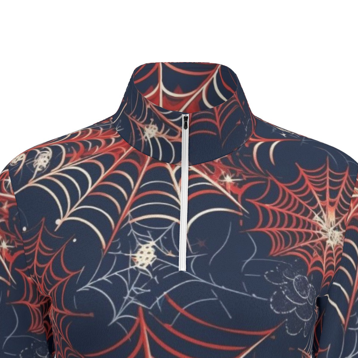 All-Over Print Women's Sports Collar Jersey With Long Sleeve