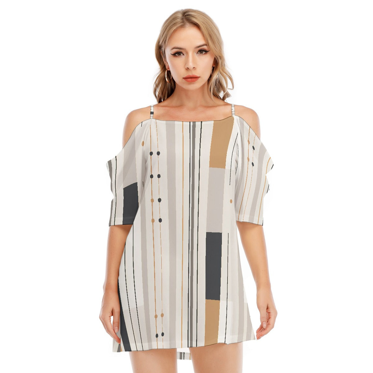 All-Over Print Women's Off-shoulder Cami Dress