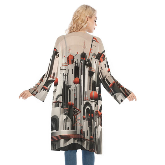 All- Over Print Women's Long Sleeve Mesh Cardigan