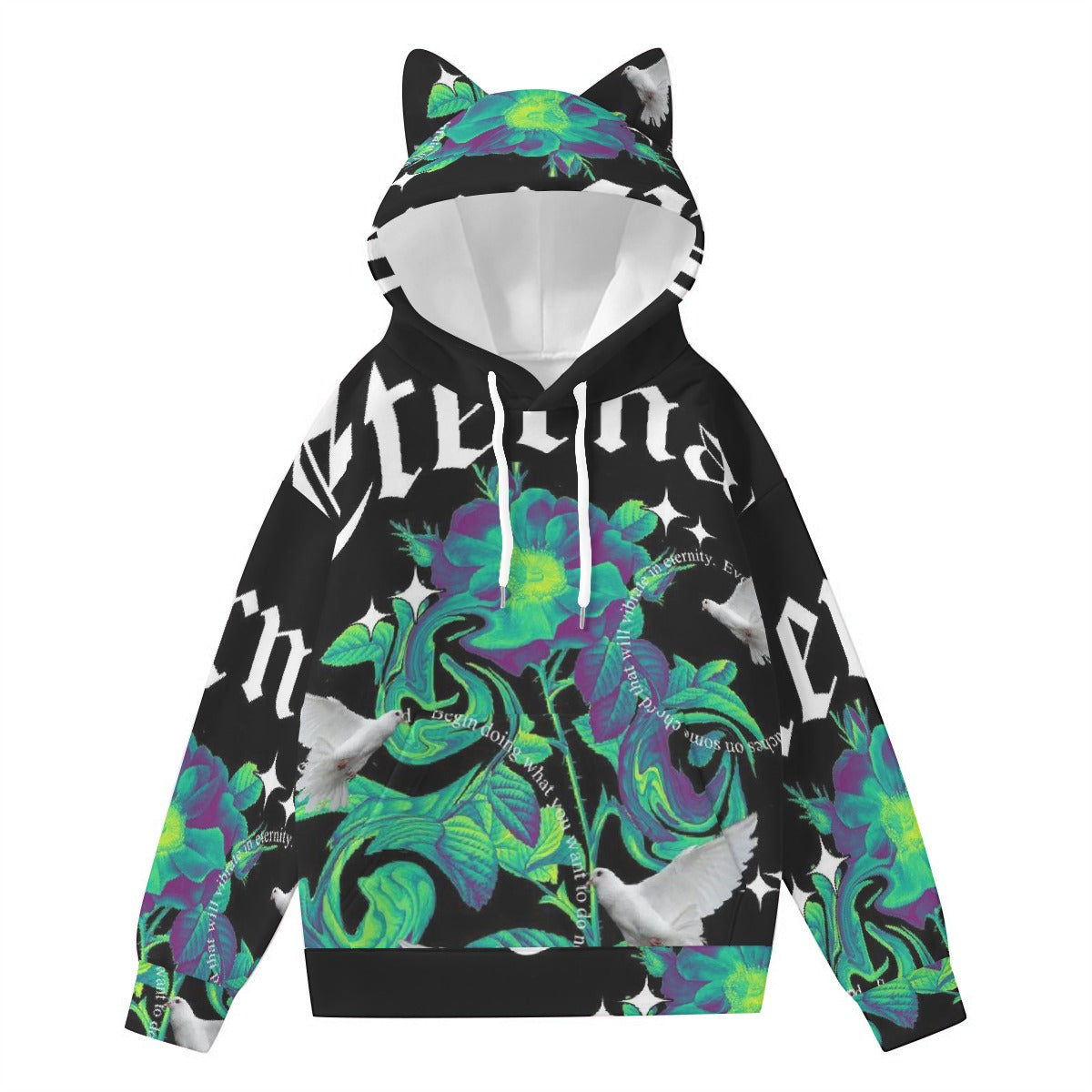 All-Over Print Women’s Hoodie With Decorative Ears