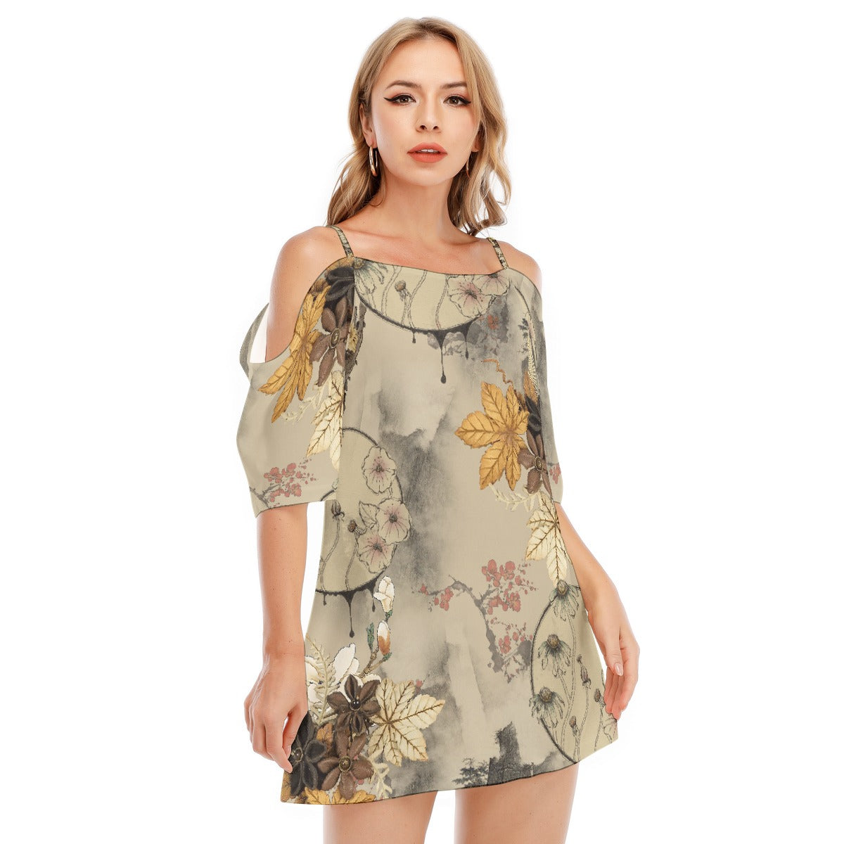 All-Over Print Women's Off-shoulder Cami Dress