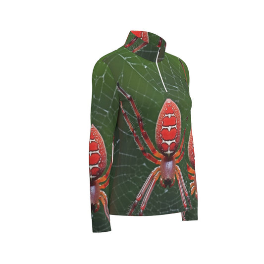 All-Over Print Women's Sports Collar Jersey With Long Sleeve