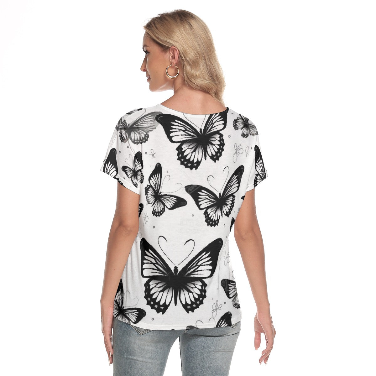 All-Over Print Women's Loose V-neck Short Sleeve T-shirt