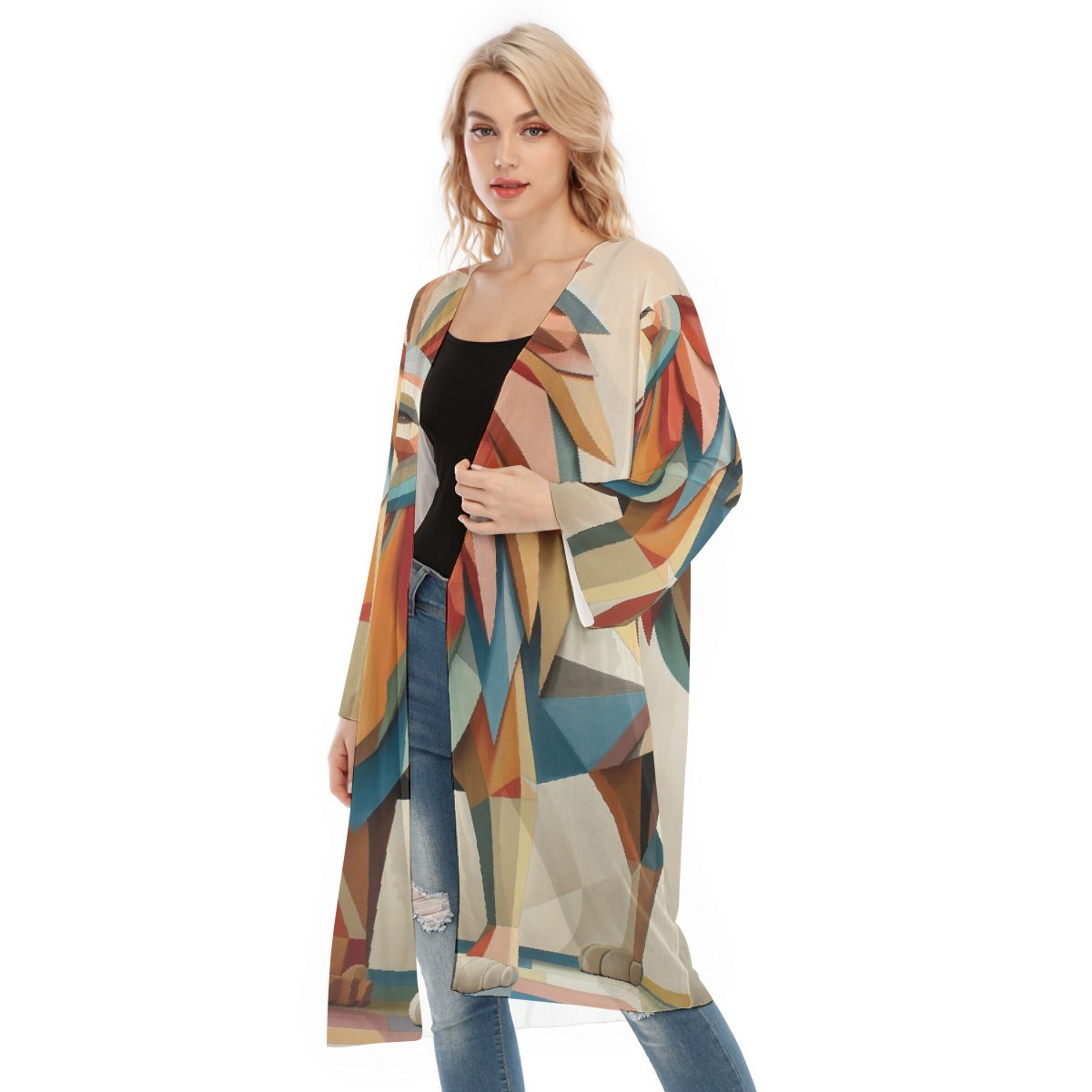 All- Over Print Women's Long Sleeve Mesh Cardigan