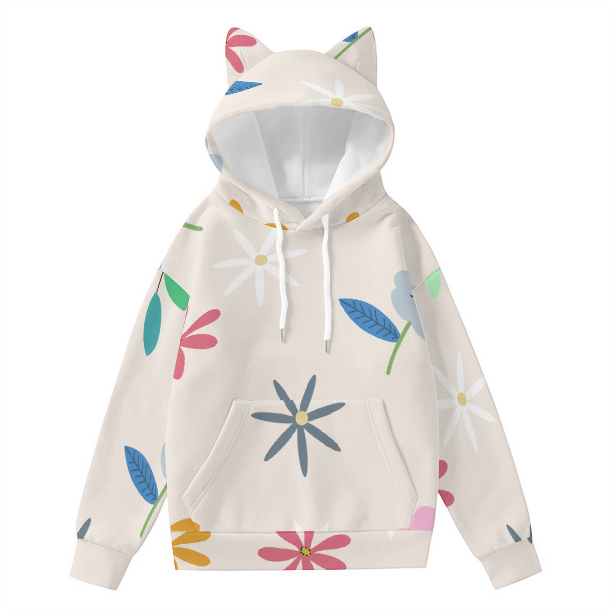 All-Over Print Women’s Hoodie With Decorative Ears