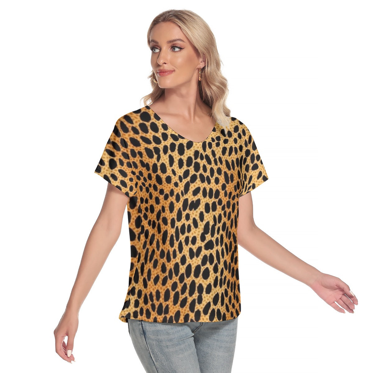 All-Over Print Women's Loose V-neck Short Sleeve T-shirt