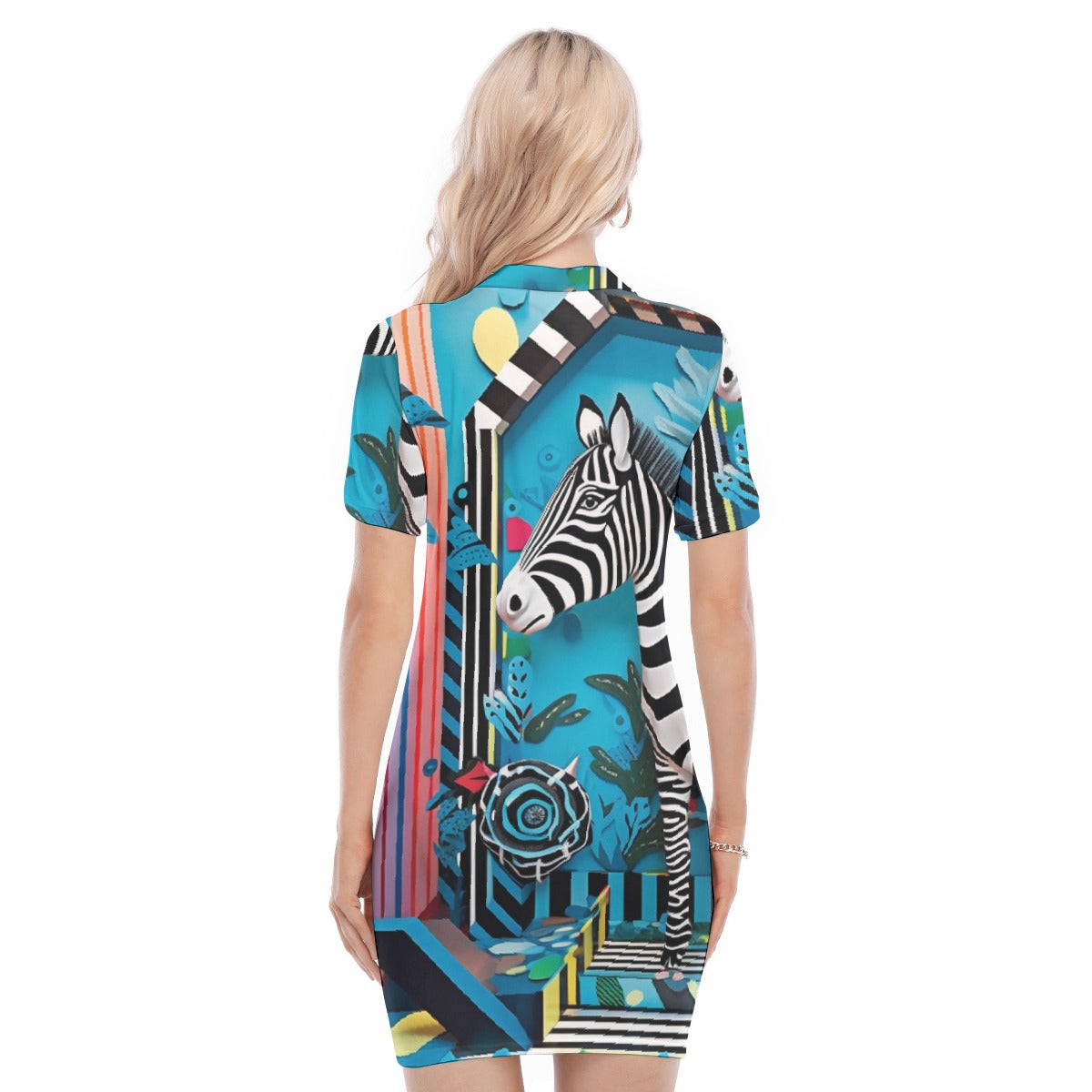 All-Over Print Women's Polo Collar Dress