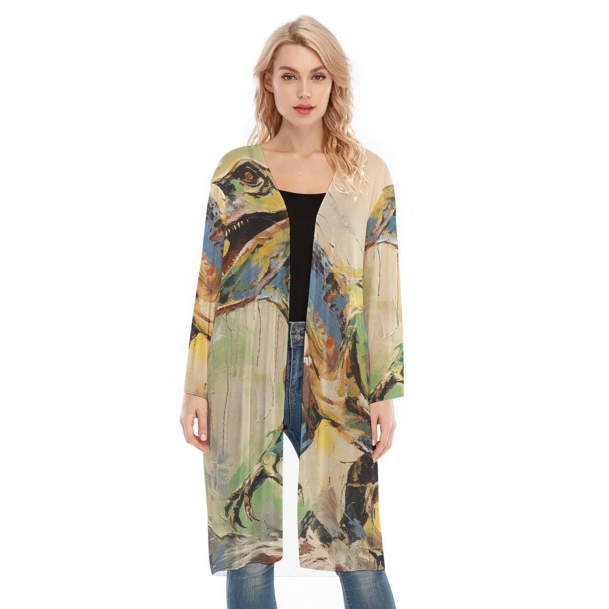 All- Over Print Women's Long Sleeve Mesh Cardigan