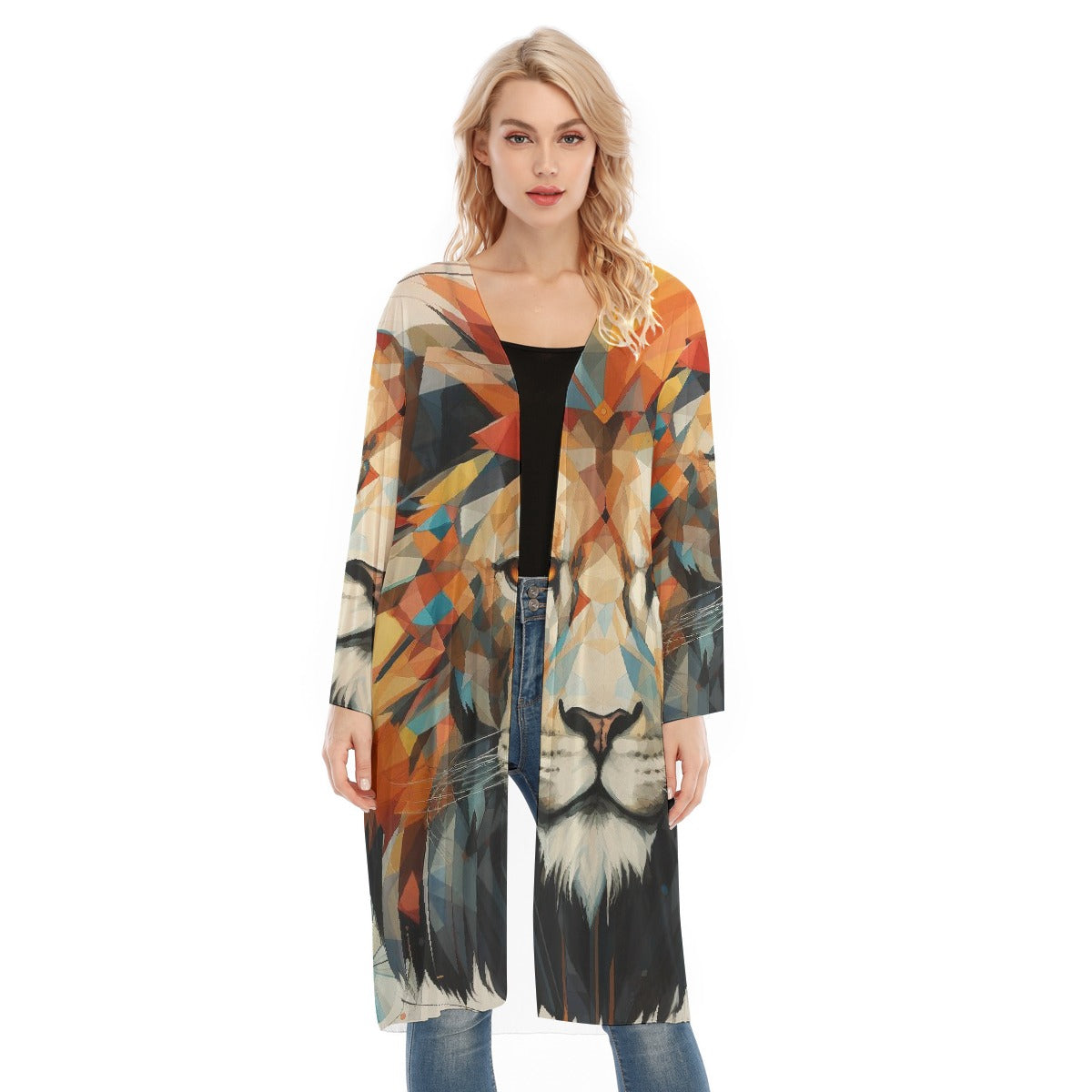 All- Over Print Women's Long Sleeve Mesh Cardigan