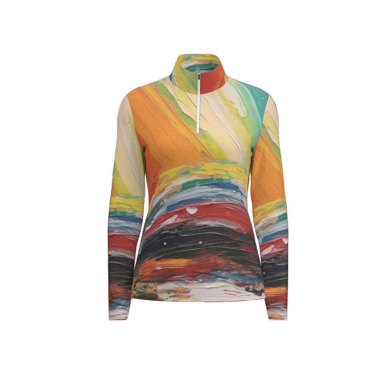 All-Over Print Women's Sports Collar Jersey With Long Sleeve