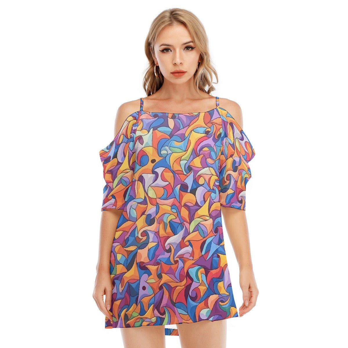 All-Over Print Women's Off-shoulder Cami Dress