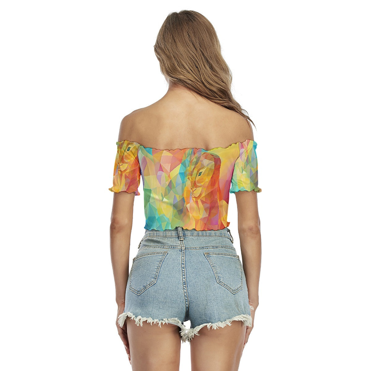 All-Over Print Women's One-shoulder Off-the-navel Short Sleeve T-shirt