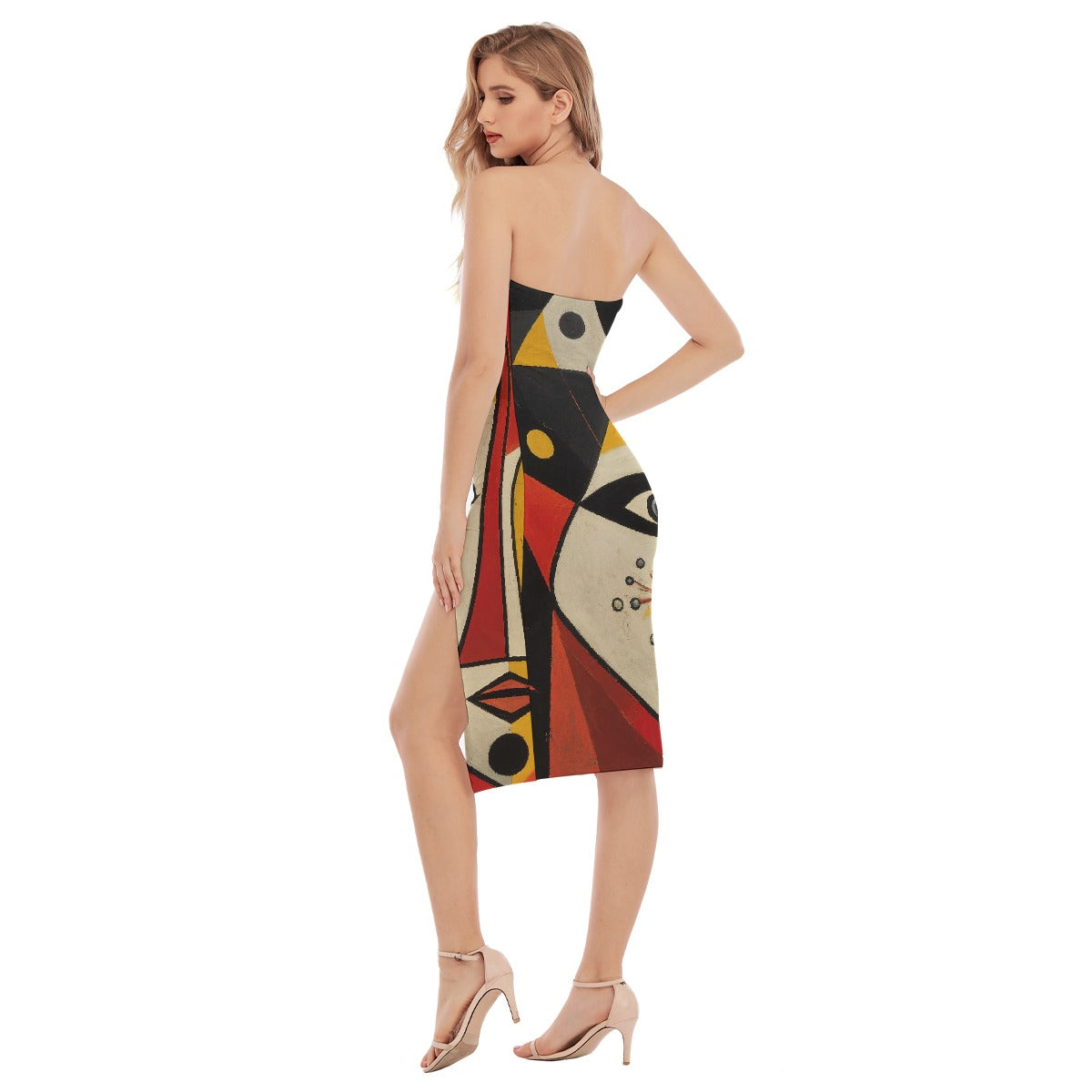 All-Over Print Women's Side Split Tube Top Dress