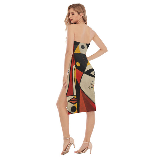 All-Over Print Women's Side Split Tube Top Dress