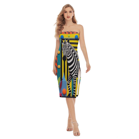 All-Over Print Women's Side Split Tube Top Dress