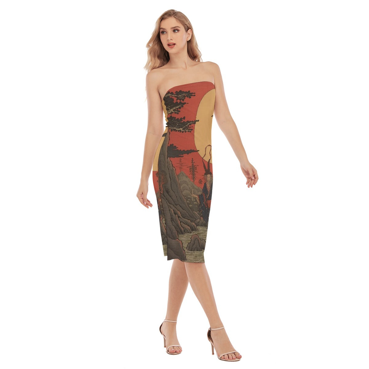 All-Over Print Women's Side Split Tube Top Dress