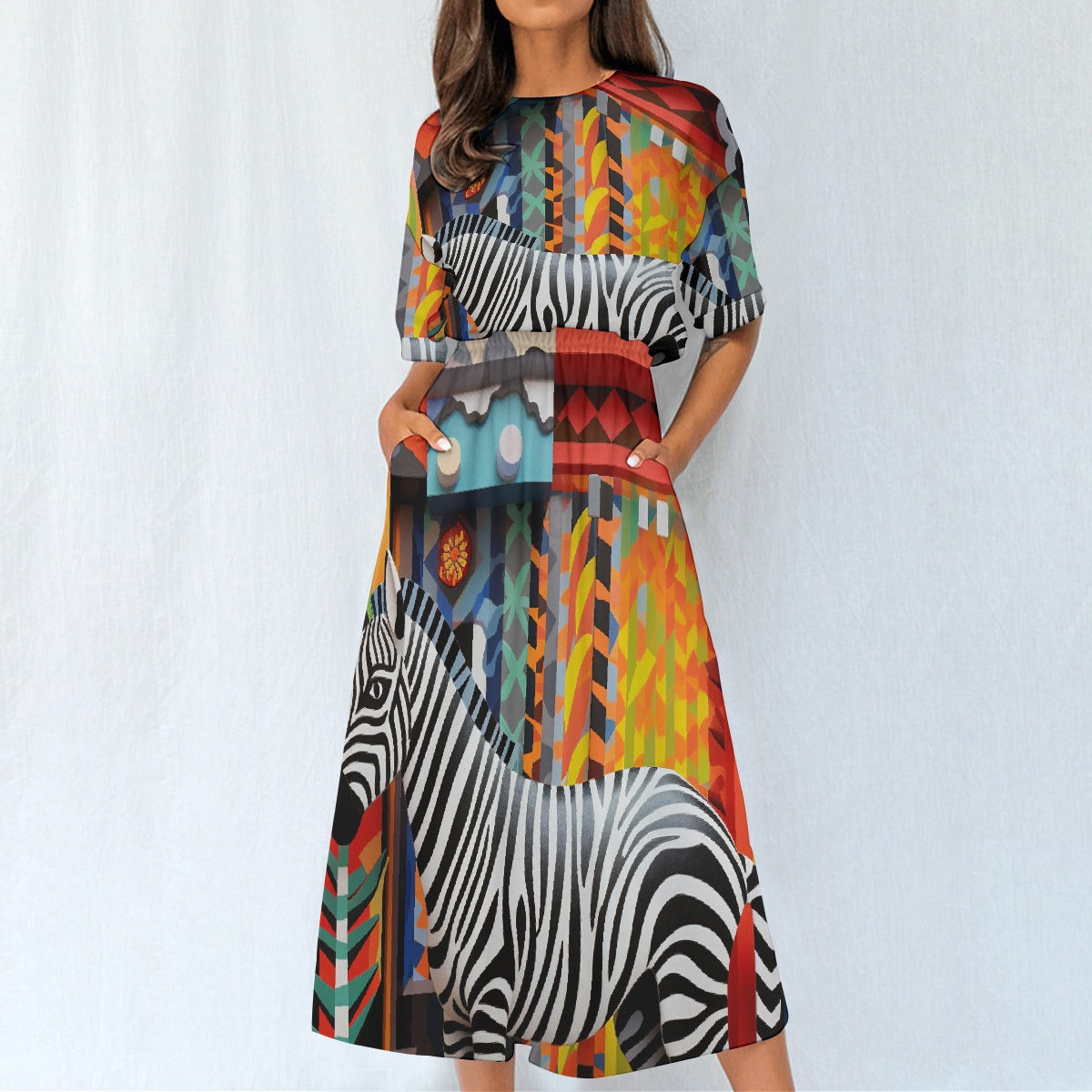 All-Over Print Women's Elastic Waist Dress