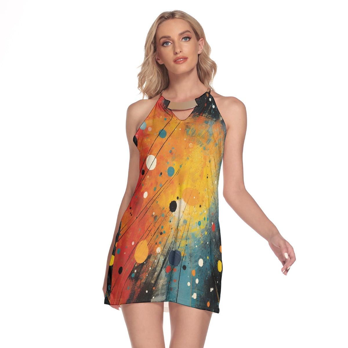 All-Over Print Women's Round Neck Above Knee Dress