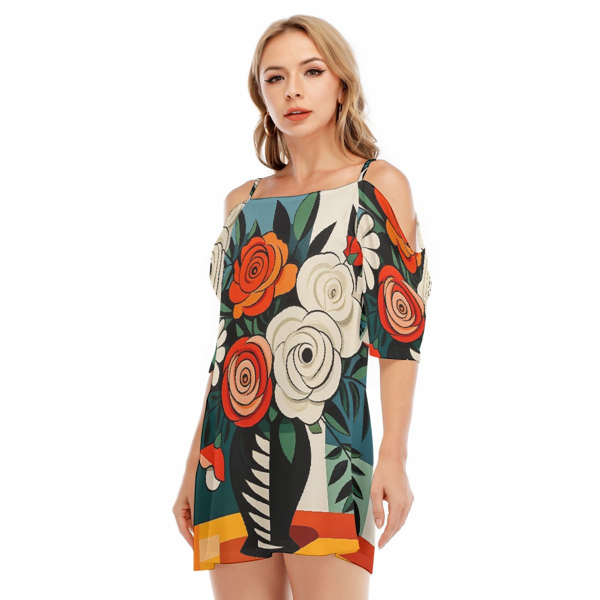 All-Over Print Women's Off-shoulder Cami Dress