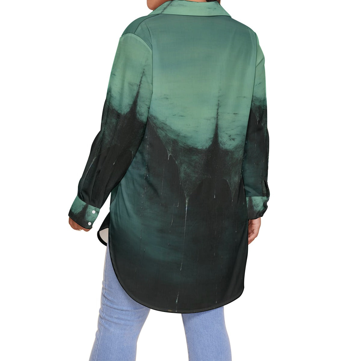 All-Over Print Women's Shirt With Long Sleeve(Plus Size)